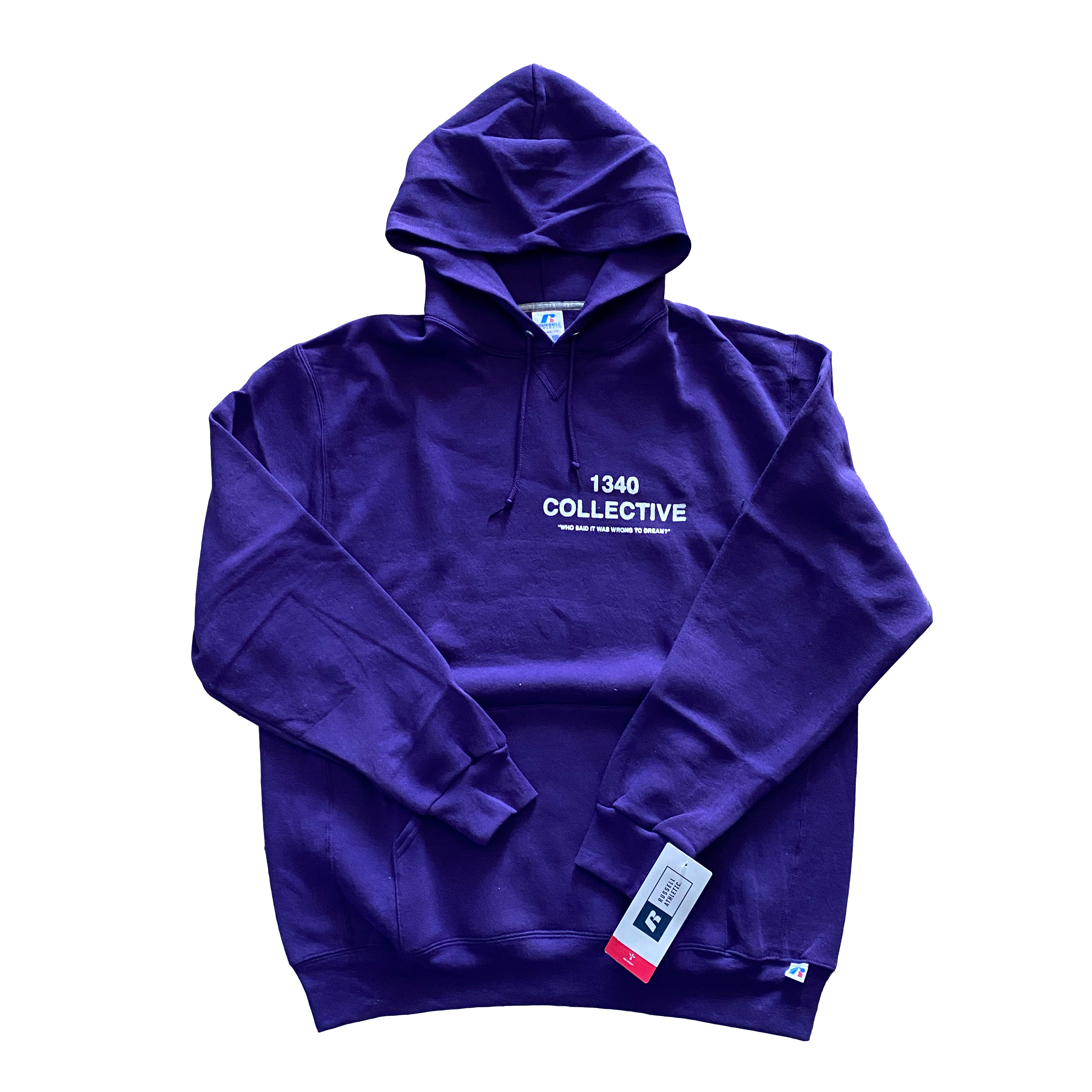 1340 on RUSSELL PURPLE - HAND SCREEN PRINTED HOODIE (black friday 2022)